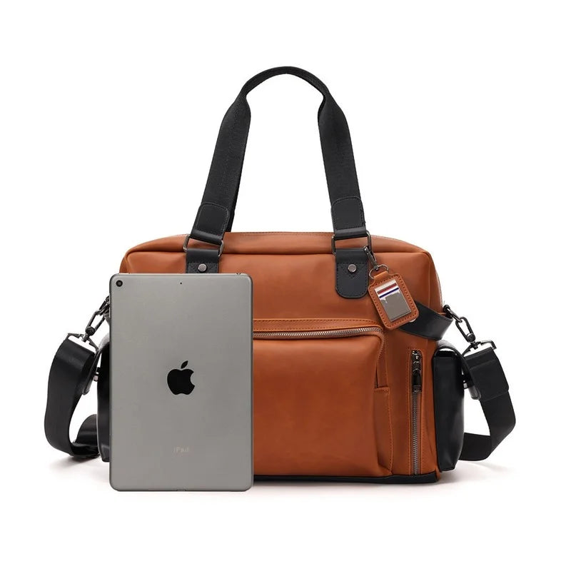 Retro Crazy Horse Leather Crossbody Business Travel Bag