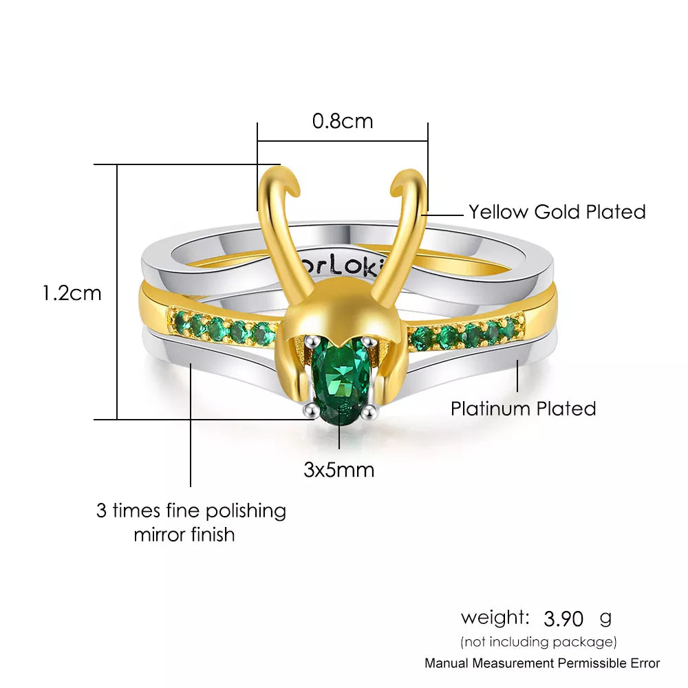 Loki, Norse God of Mischief, 3-Piece Stacking Ring Set
