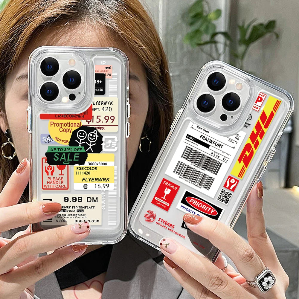 Retro Shipping Labels Phone Case Anti-Scratch Cover for iPhone