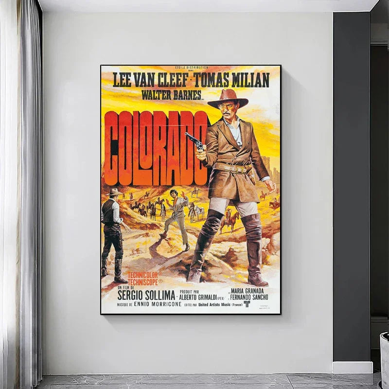 Spagetti Western Retro Italian Movie Posters Canvas Unframed Wall Art