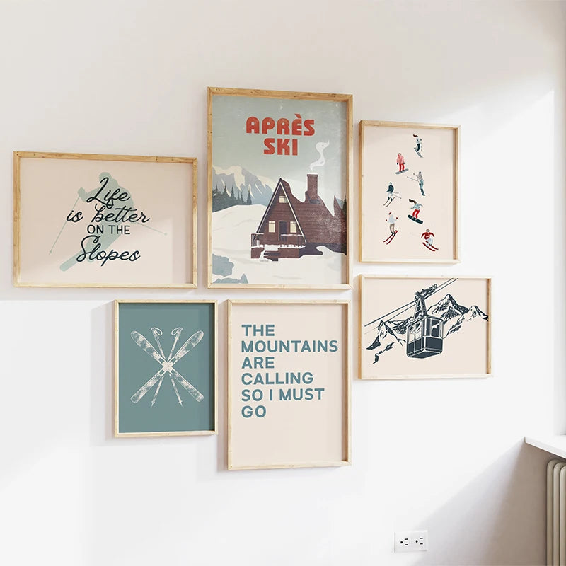 Après Ski Travel Winter Sports Landscape Unframed Canvas Art Poster Wall Print Home Decor