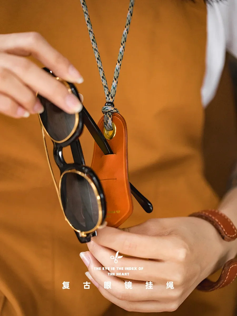 Genuine Leather Elegance Necklace Glasses Rope Lanyard