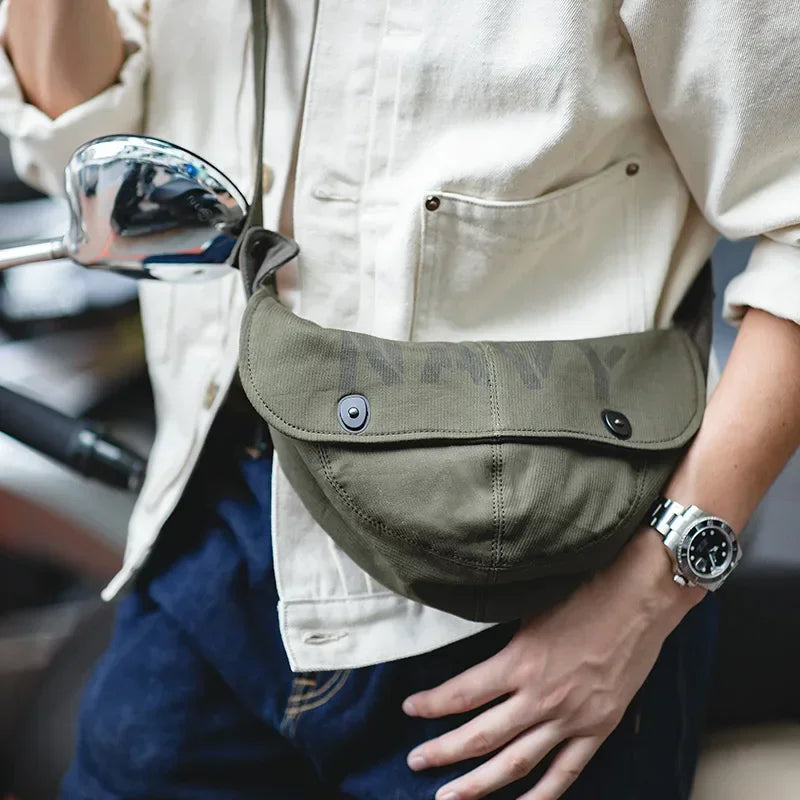 WW2-Style Navy Deck Shoulder/Belt Bag Retro Canvas Messenger