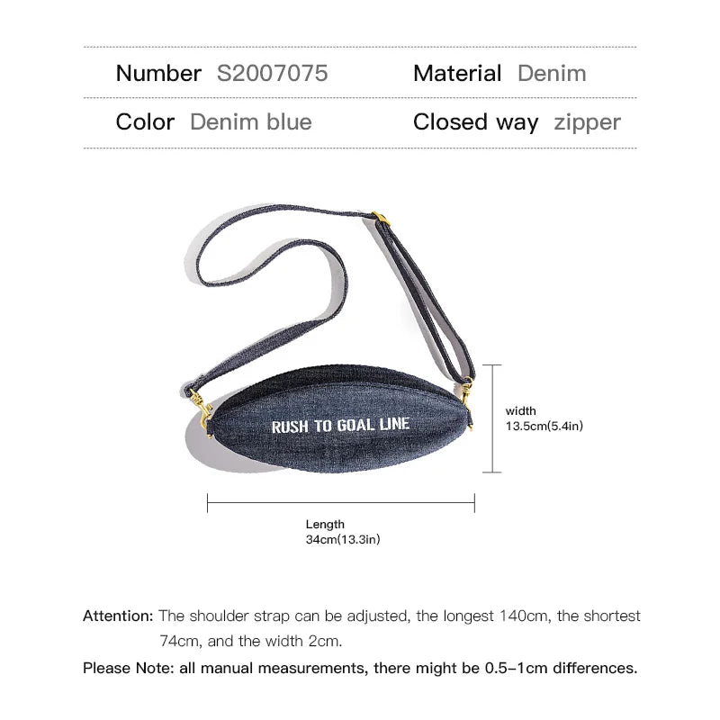 Navy Raw Denim Rugby Vintage-Style Belt Phone Pouch Chest Bag