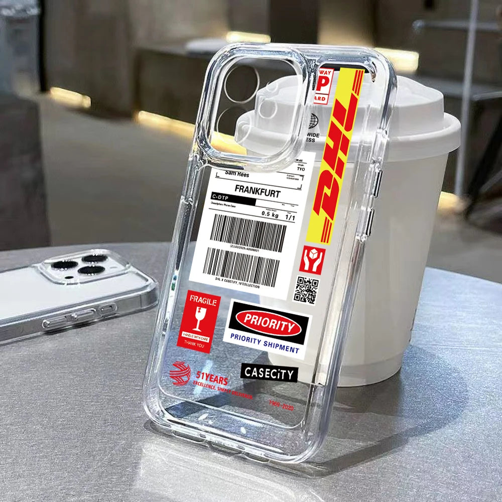 Retro Shipping Labels Phone Case Anti-Scratch Cover for iPhone