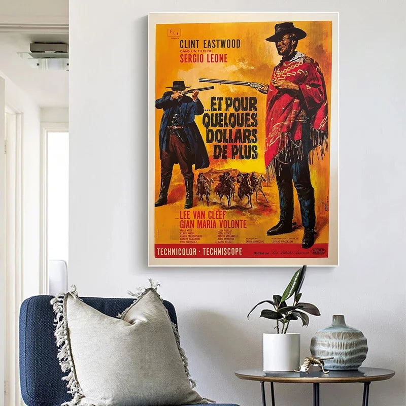 Spagetti Western Retro Italian Movie Posters Canvas Unframed Wall Art