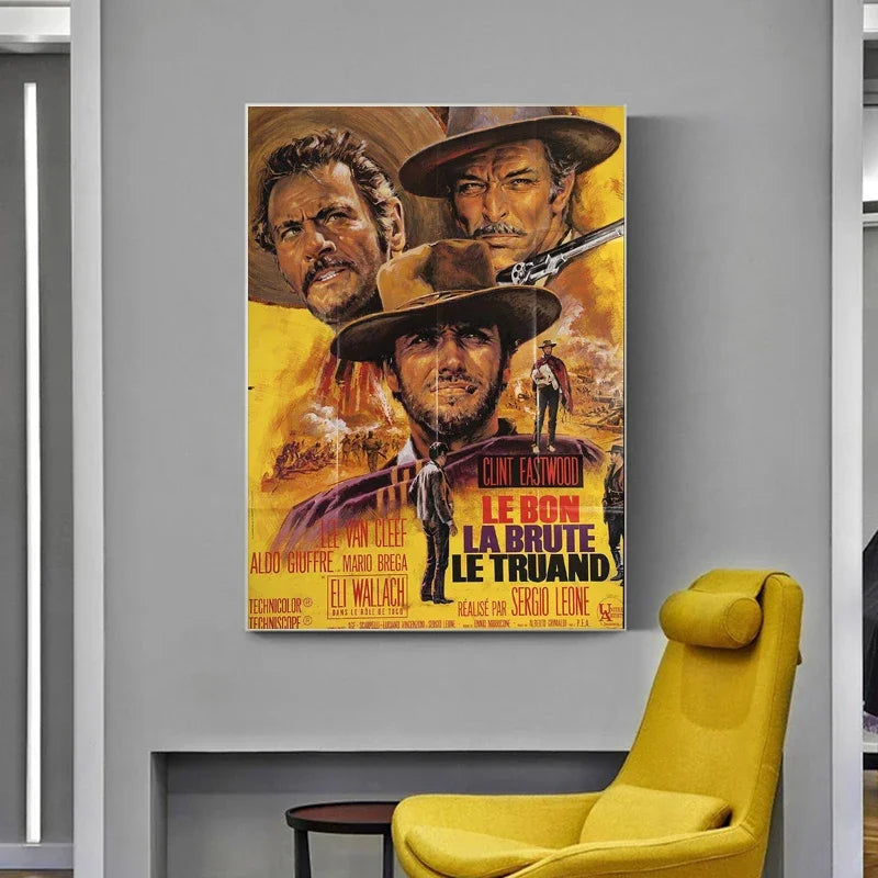 Spagetti Western Retro Italian Movie Posters Canvas Unframed Wall Art