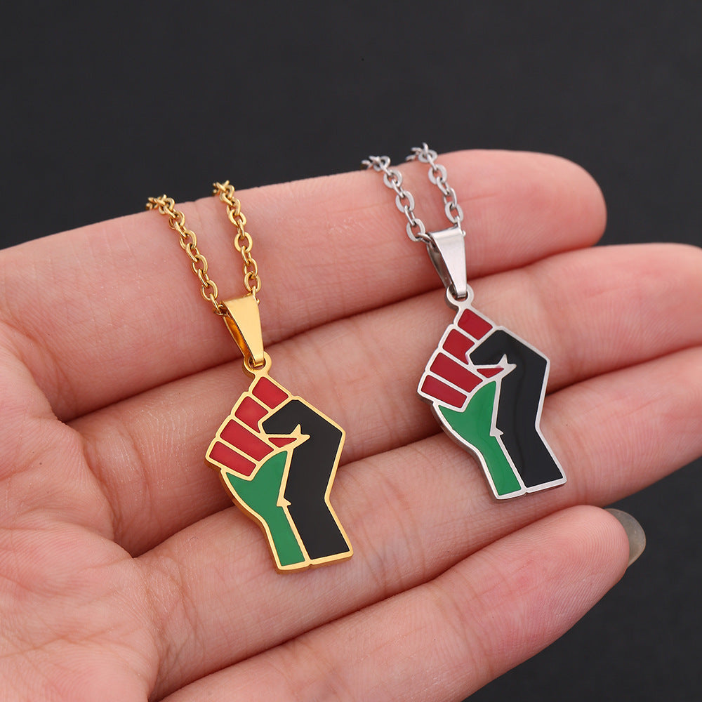 Resistance Fist "Power to the People" Titanium Steel Necklace