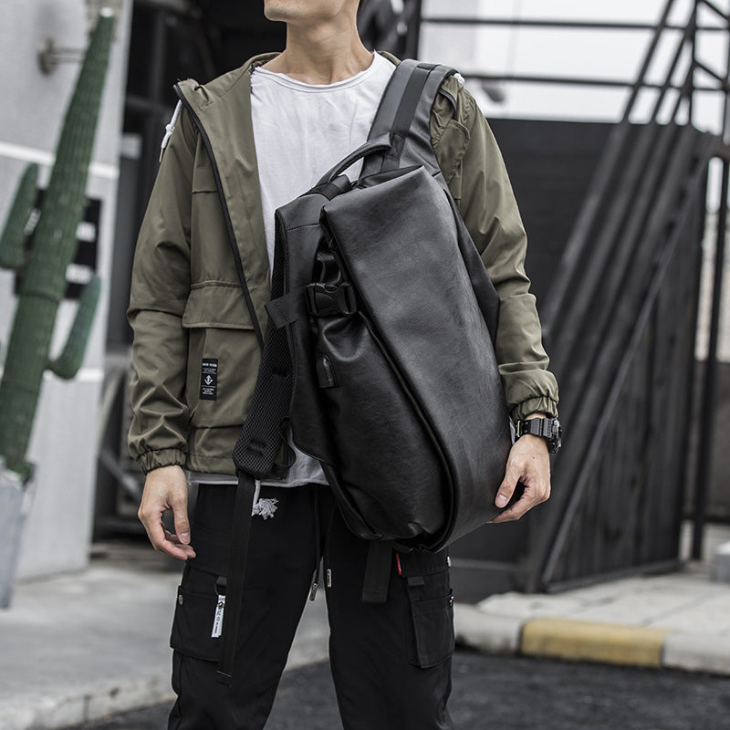 Korean-Style Men's Casual PU Shoulder Bag