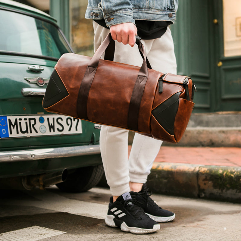 Vintage-Style Cool & Casual PU Leather Drum Bag