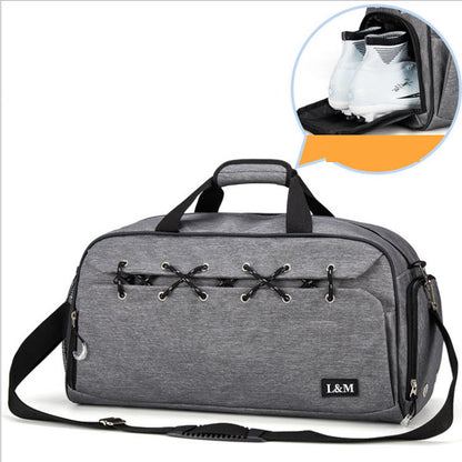 Lace-Up Sports Wet/Dry Fitness Gym Bag Travel Duffel w/ Shoe Compartment