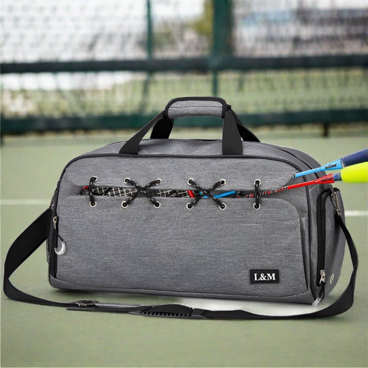 Lace-Up Sports Wet/Dry Fitness Gym Bag Travel Duffel w/ Shoe Compartment