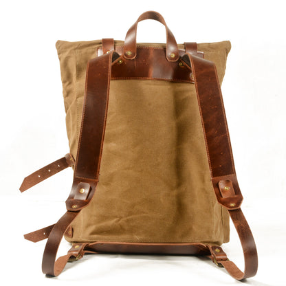 Retro Handmade Water-Resistant Waxed Canvas Travel Backpack