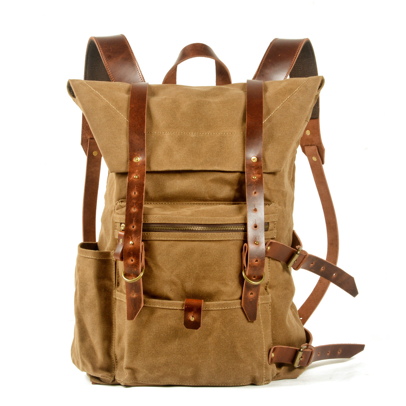 Retro Handmade Water-Resistant Waxed Canvas Travel Backpack