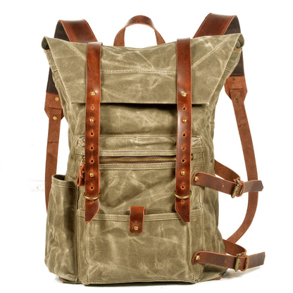 Retro Handmade Water-Resistant Waxed Canvas Travel Backpack