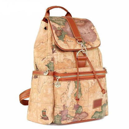 Old World Vintage-Style Retro Map Discovery Explorer Backpack