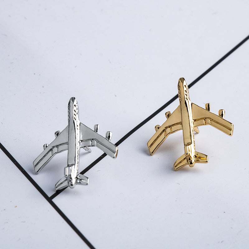 Captain-Style Airplane Lapel Pin Fashion Brooch