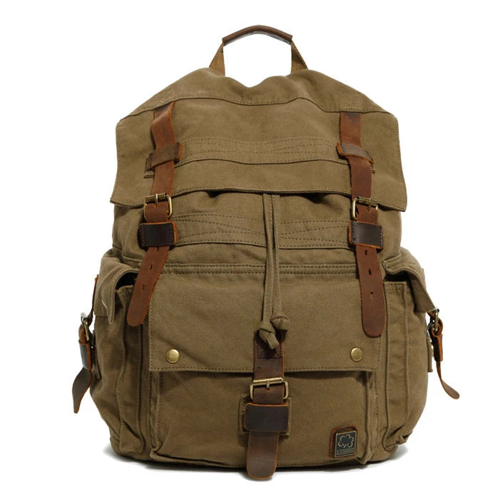 Spirit of Adventure Military-Inspired Canvas Leather Hiking Backpack