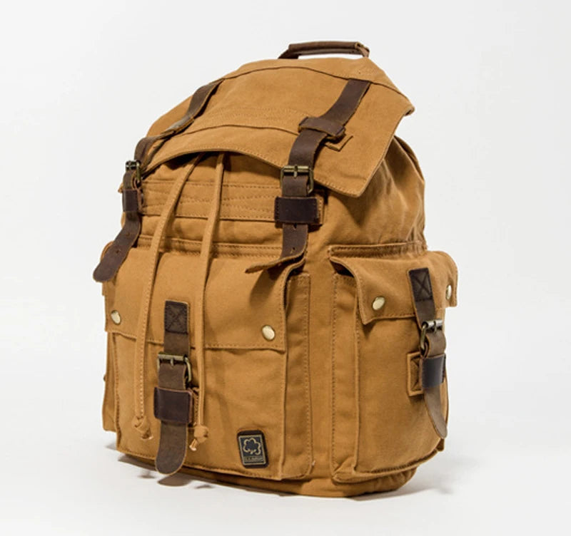 Spirit of Adventure Military-Inspired Canvas Leather Hiking Backpack