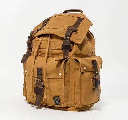 Spirit of Adventure Military-Inspired Canvas Leather Hiking Backpack