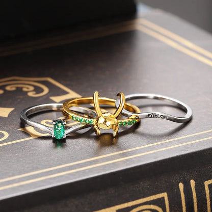 Loki, Norse God of Mischief, 3-Piece Stacking Ring Set