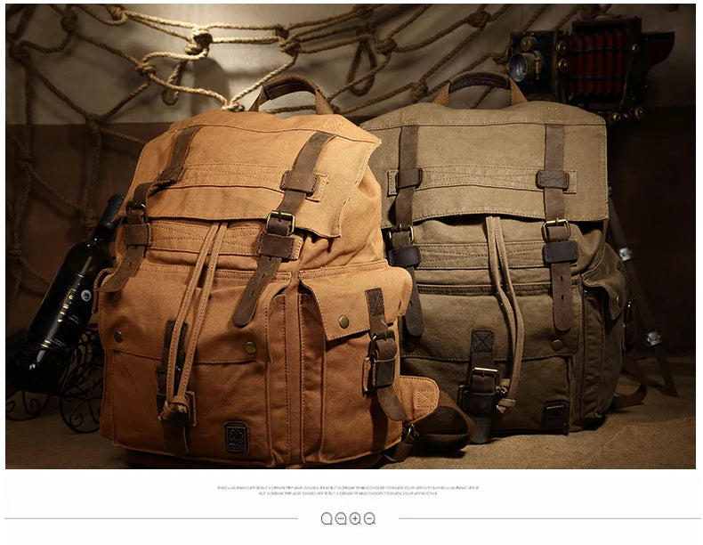 Spirit of Adventure Military-Inspired Canvas Leather Hiking Backpack