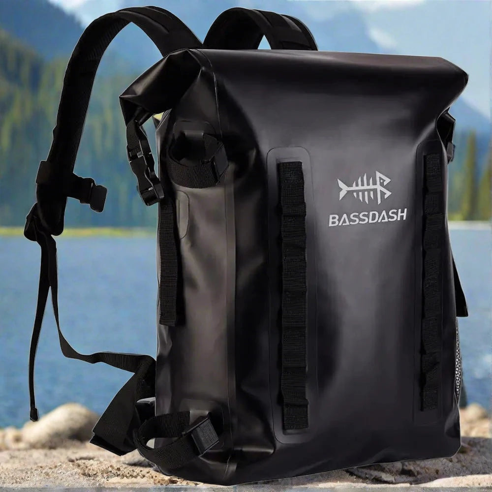 BassDash  24L Roll-Top Dry Bag Fishing Kayaking Waterproof Backpack