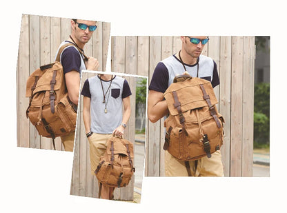 Spirit of Adventure Military-Inspired Canvas Leather Hiking Backpack