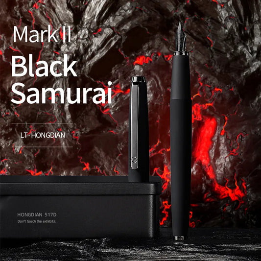 Mark II Black Samurai Matte Black Metal Fountain Pen