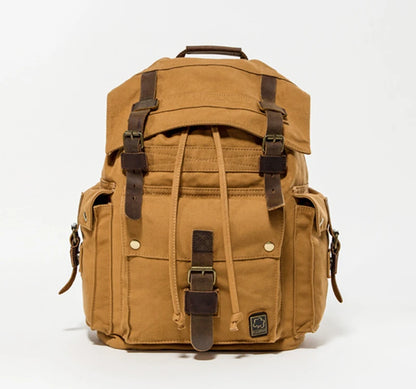 Spirit of Adventure Military-Inspired Canvas Leather Hiking Backpack