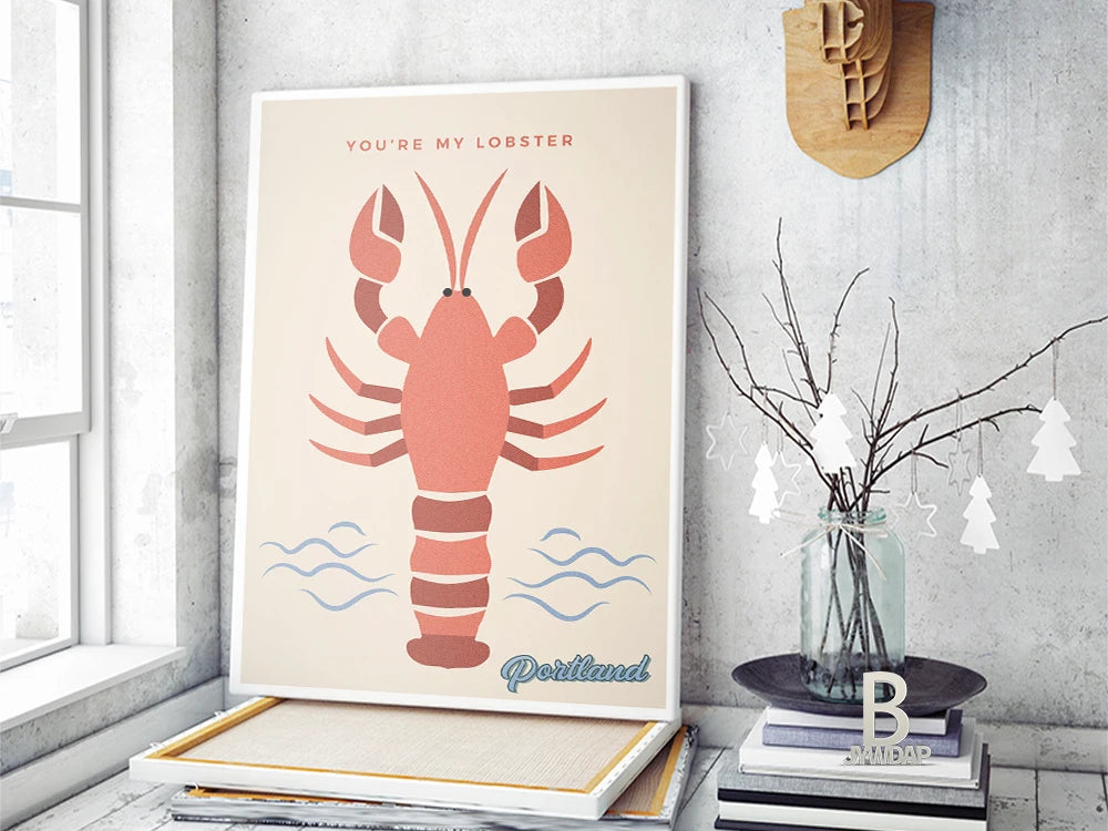 "You're My Lobster" Portland Maine Vintage Travel Canvas Print Unframed Wall Art