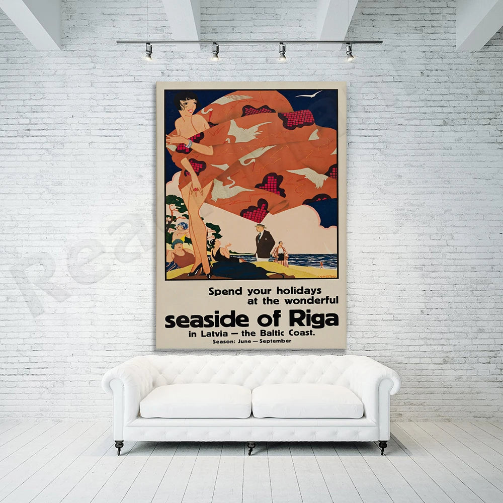 Endless Summer Vintage-Style Riga Latvia Europe Frameless Travel Poster