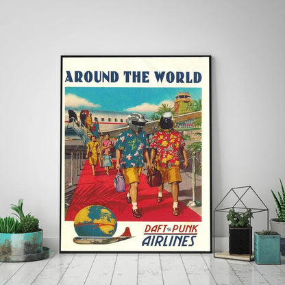 Daft Punk Airlines - Around The World 1997 Canvas Print Music Wall Art Poster
