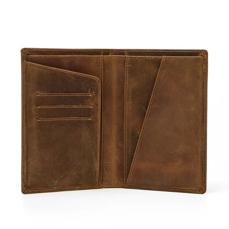 Rugged & Reliable Crazy Horse Leather RFID-Blocking Passport Holder Business Travel Wallet