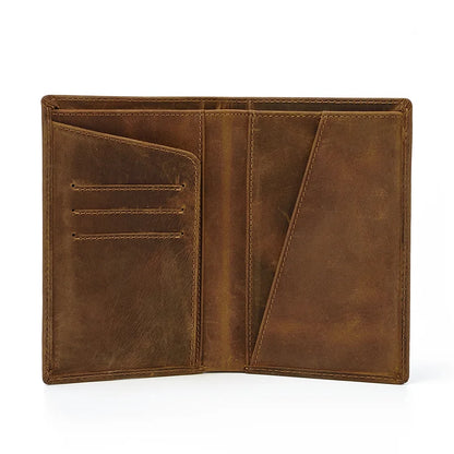 Rugged & Reliable Crazy Horse Leather RFID-Blocking Passport Holder Business Travel Wallet