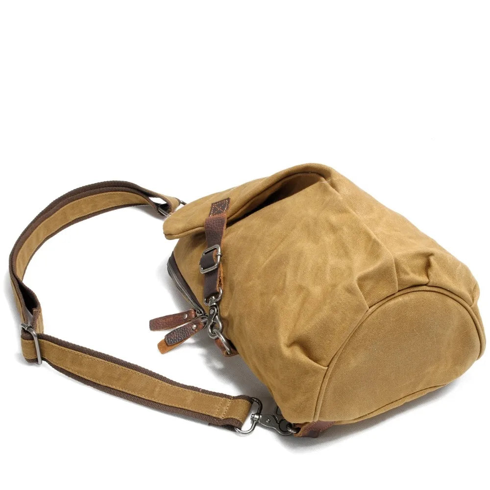 Anti-Theft Waxed Canvas Vintage-Style Crossbody Chest Bag