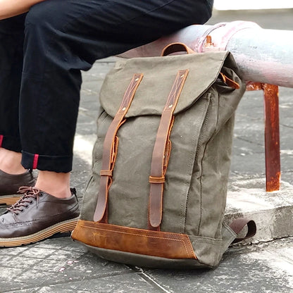 Vintage Explorer Classic Canvas Double-Belt Comfortable Carry Backpack