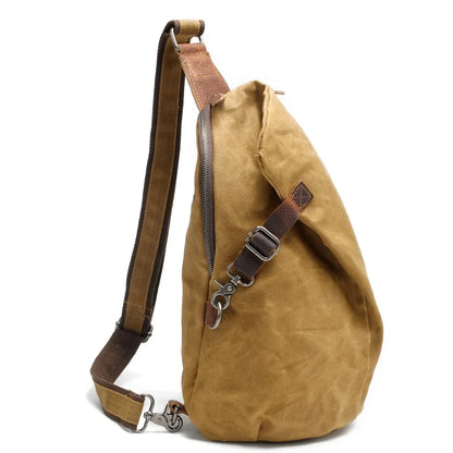 Anti-Theft Waxed Canvas Vintage-Style Crossbody Chest Bag