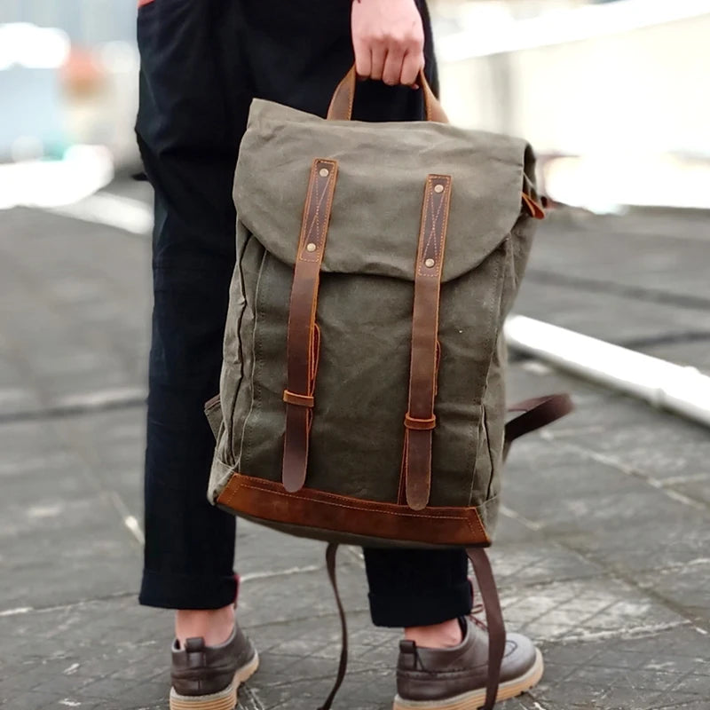 Vintage Explorer Classic Canvas Double-Belt Comfortable Carry Backpack