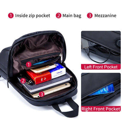 BULLCAPTAIN Multifunctional Anti-Theft USB Bottle Pouch Chest Sling Bag