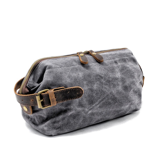 European-Style Multifunctional Water-Resistant Canvas Wash Bag Dopp Kit Clutch