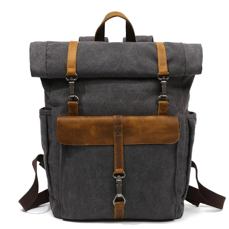 Premium Laptop-Friendly Stylish Cotton Canvas Traveler's Backpack