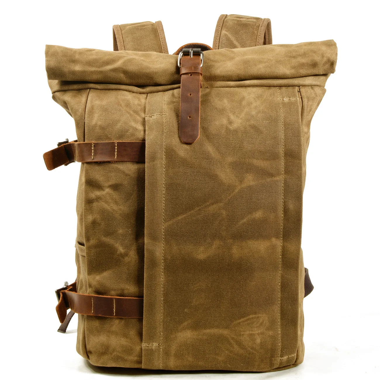 Wanderlust Adventure American Escape Durable Waxed Canvas Roll-Top Backpack