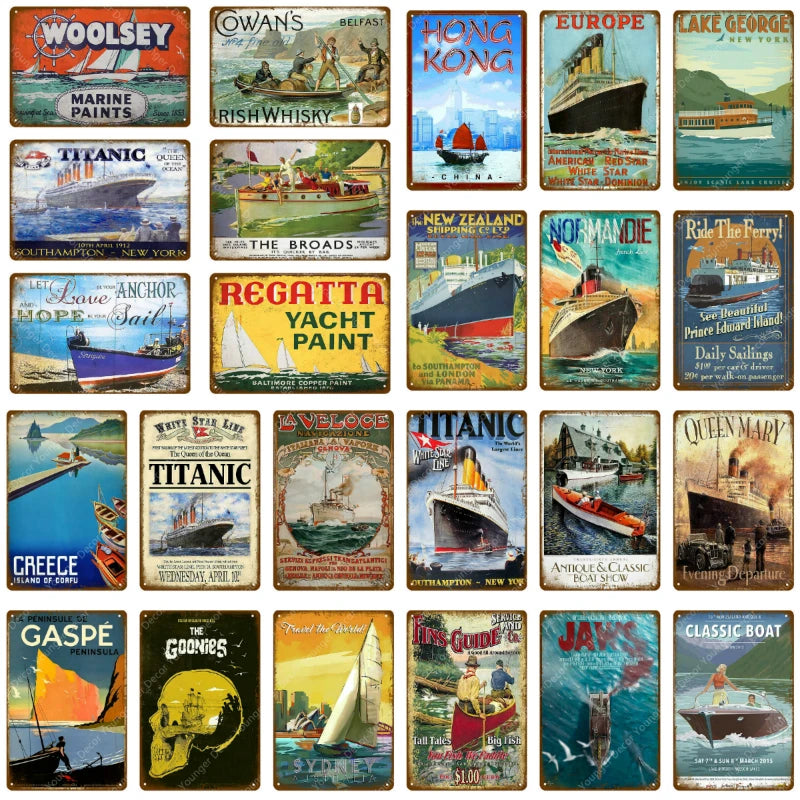 Classic Ocean Travel Tin Metal Tin Signs Vintage Voyage Home Decor Wall Poster