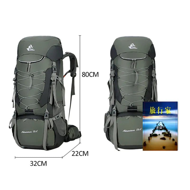 Free Knight 60L or 75L Mountaineering Trekking Camping Backpack w/ Rain Cover