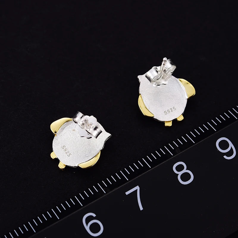 Whimsical & Wise 925 Sterling Silver Creative Design Cute Owl Stud Earrings