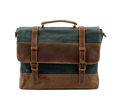 Timeless Adventure Oil Wax Canvas Business Briefcase Shoulder Messenger Bag