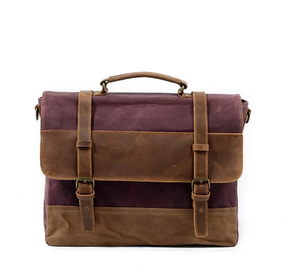 Timeless Adventure Oil Wax Canvas Business Briefcase Shoulder Messenger Bag