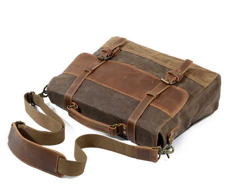 Timeless Adventure Oil Wax Canvas Business Briefcase Shoulder Messenger Bag