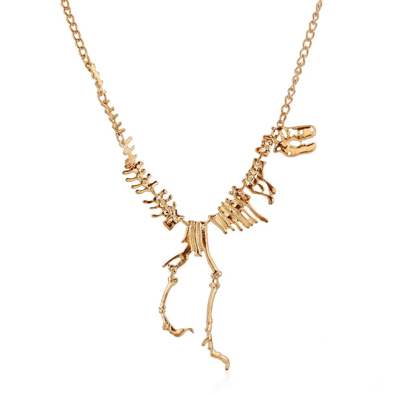 "Roam The Earth" Unique Fierce Metal T-Rex Skeleton Necklace